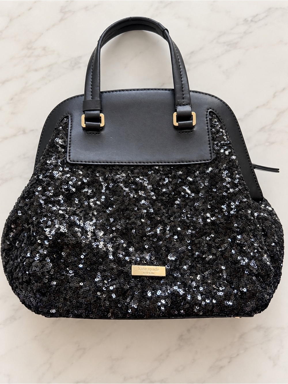 kate spade Black Sequin bag with Gold Hardware
